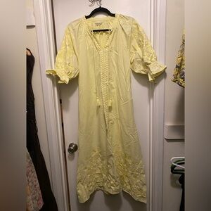 Julia Amory Yellow Embroidered Maxi Dress